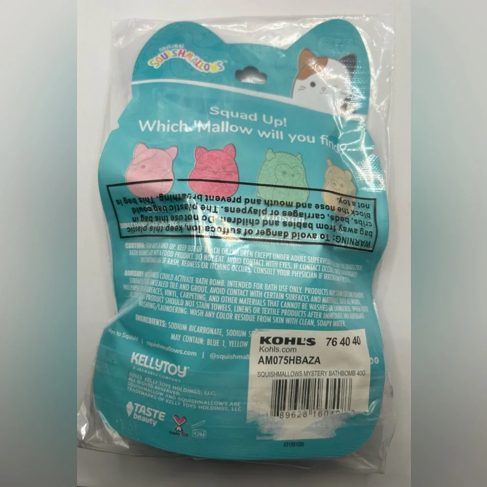 (1) Handmade Spa Bundle 1 Squishmallow bath bomb, 1 Face scrubby, 1 Small sponge
